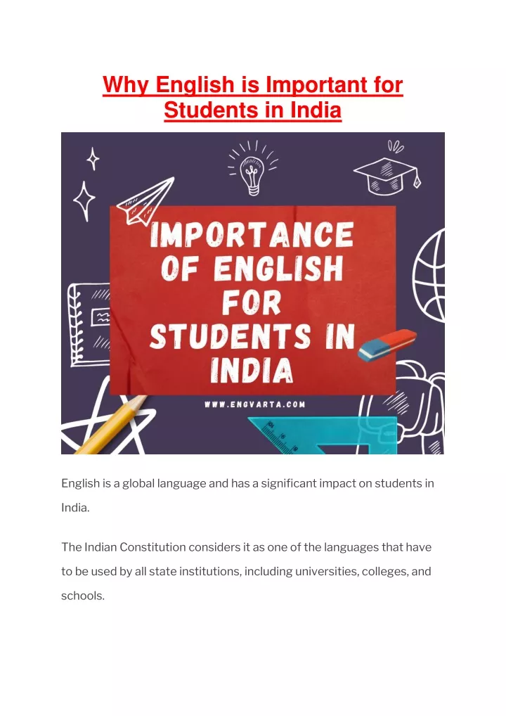 why english is important for students in india
