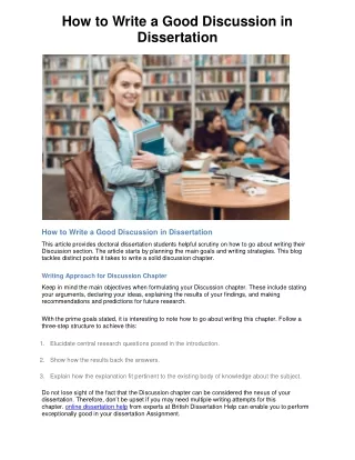 how to write a good discussion in dissertation