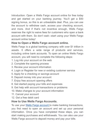 How to open a Wells Fargo account online