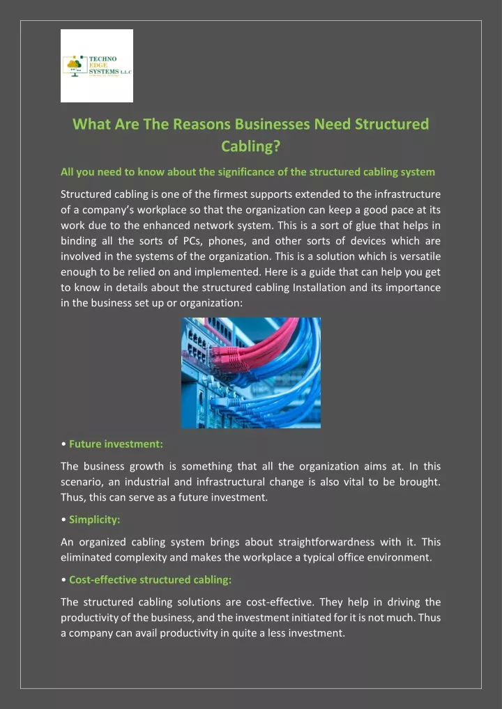 what are the reasons businesses need structured