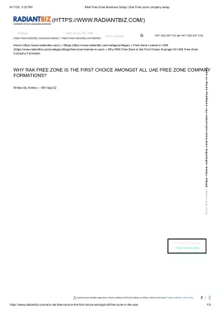 RAK Free Zone Business Setup | Rak Free zone company setup cost