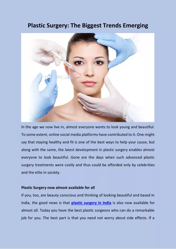 PPT Plastic Surgery The Biggest Trends emerging PowerPoint