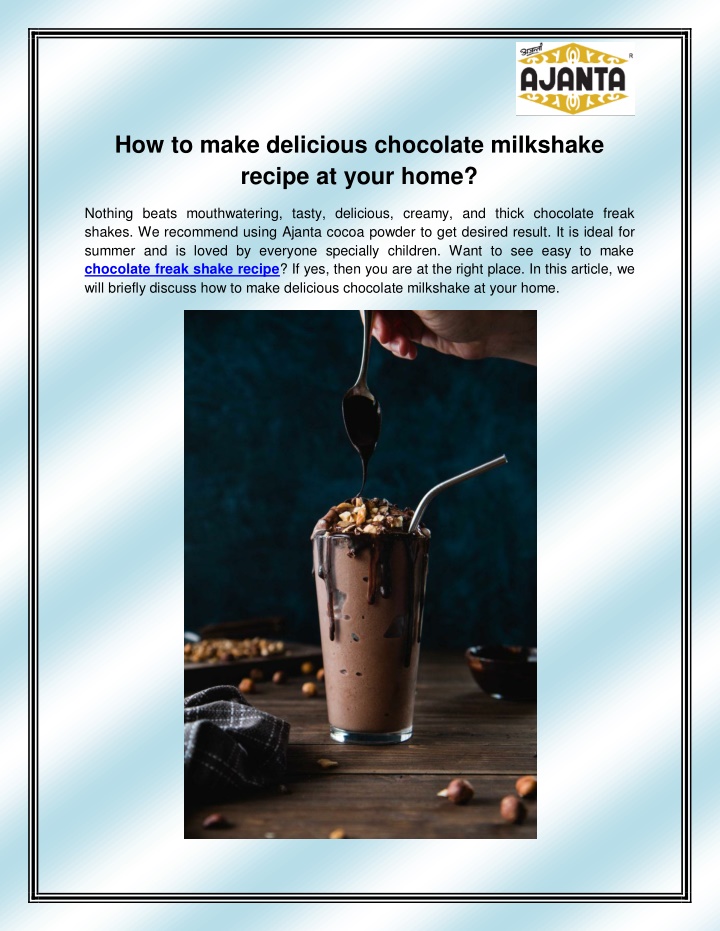 how to make delicious chocolate milkshake recipe