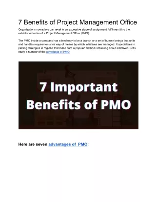 7 benefits of project management office