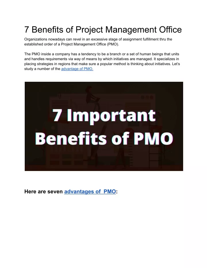 7 benefits of project management office