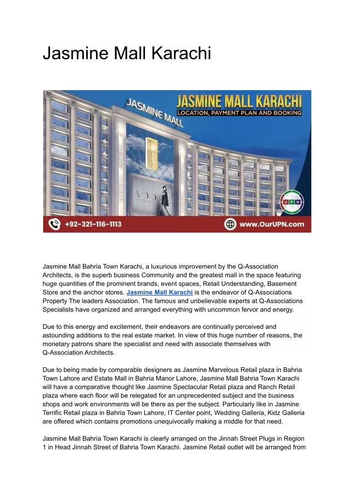 jasmine mall karachi