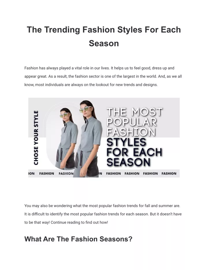 the trending fashion styles for each season