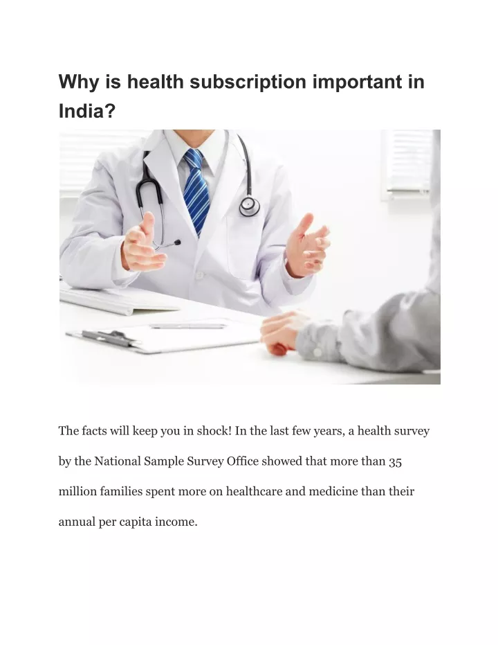 why is health subscription important in india