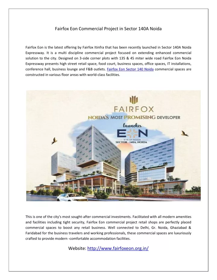 fairfox eon commercial project in sector 140a