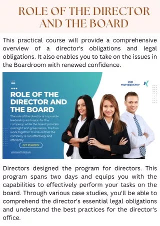 Role of the Director and the Board
