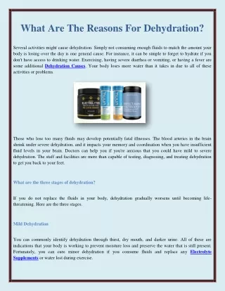 what are the reasons for dehydration