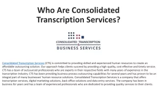 Consolidated Transcription Services