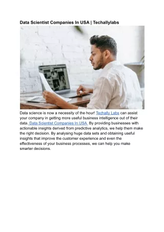 data scientist companies in usa techallylabs