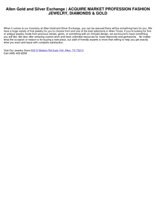 Allen Gold and Silver Exchange | PURCHASE SELL TRADE FASHION JEWELRY, DIAMONDS & GOLD