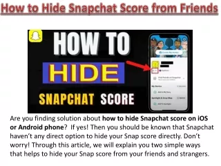 How to Hide Snapchat Score from Friend or Unknown Person? Full Guide!!