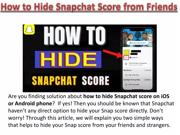 how to hide snapchat score from friends