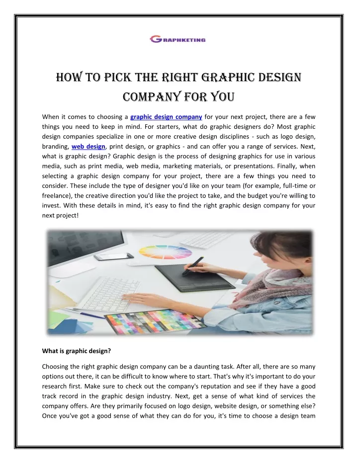 how to pick the right graphic design company