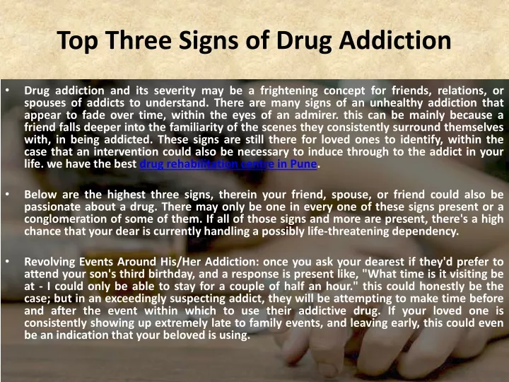 top three signs of drug addiction