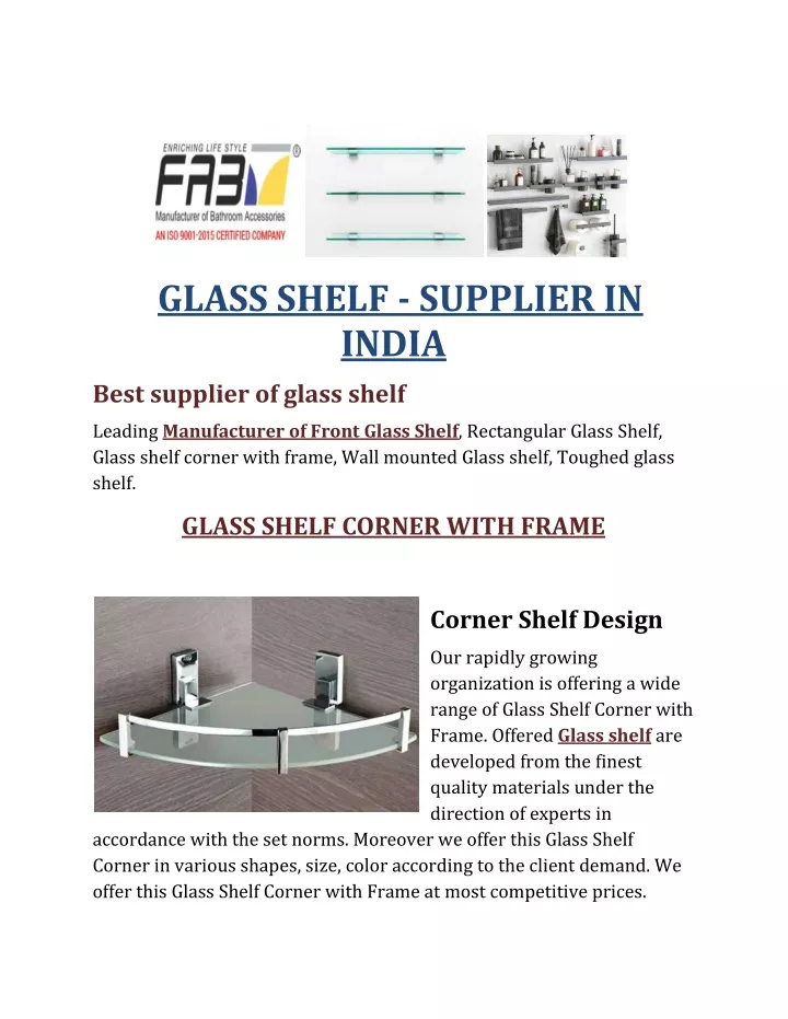 glass shelf supplier in india