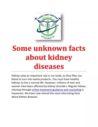 Some unknown facts about kidney diseases