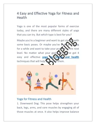 4 Easy and Effective Yoga for Fitness and Health