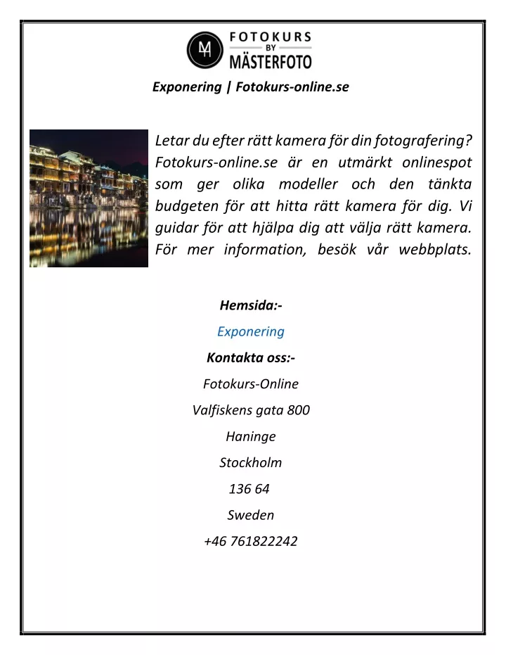 exponering fotokurs online se