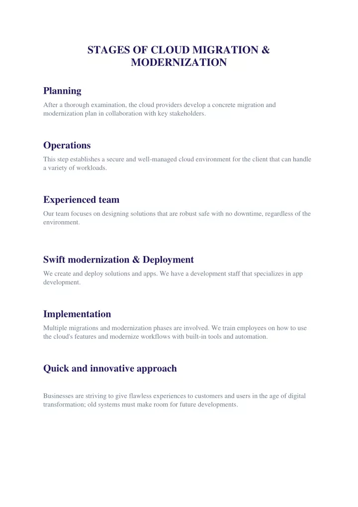 stages of cloud migration modernization