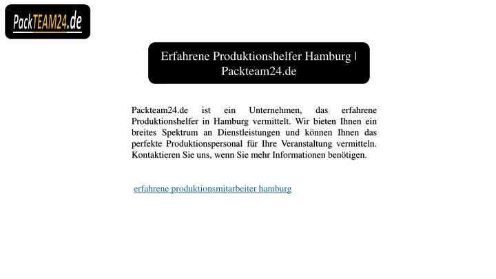 erfahrene produktionshelfer hamburg packteam24 de