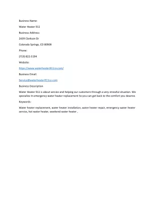 Water Heater 911