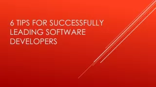 6 tips for successfully leading software developers