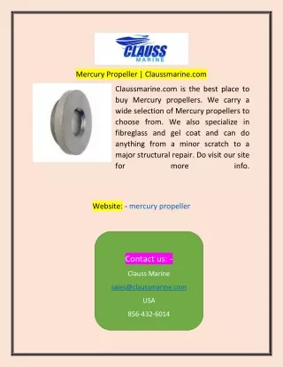 mercury propeller claussmarine com