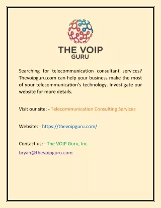 searching for telecommunication consultant