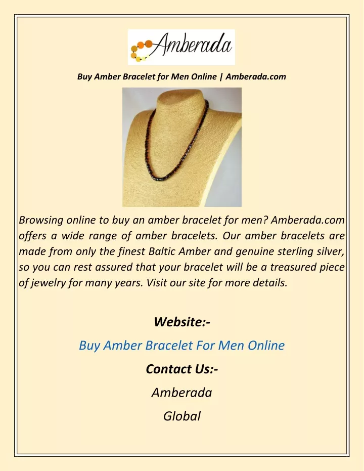 buy amber bracelet for men online amberada com