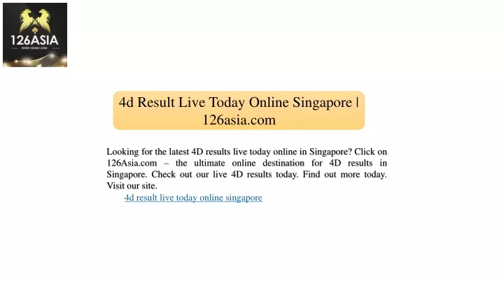 4d result live today online singapore 126asia com