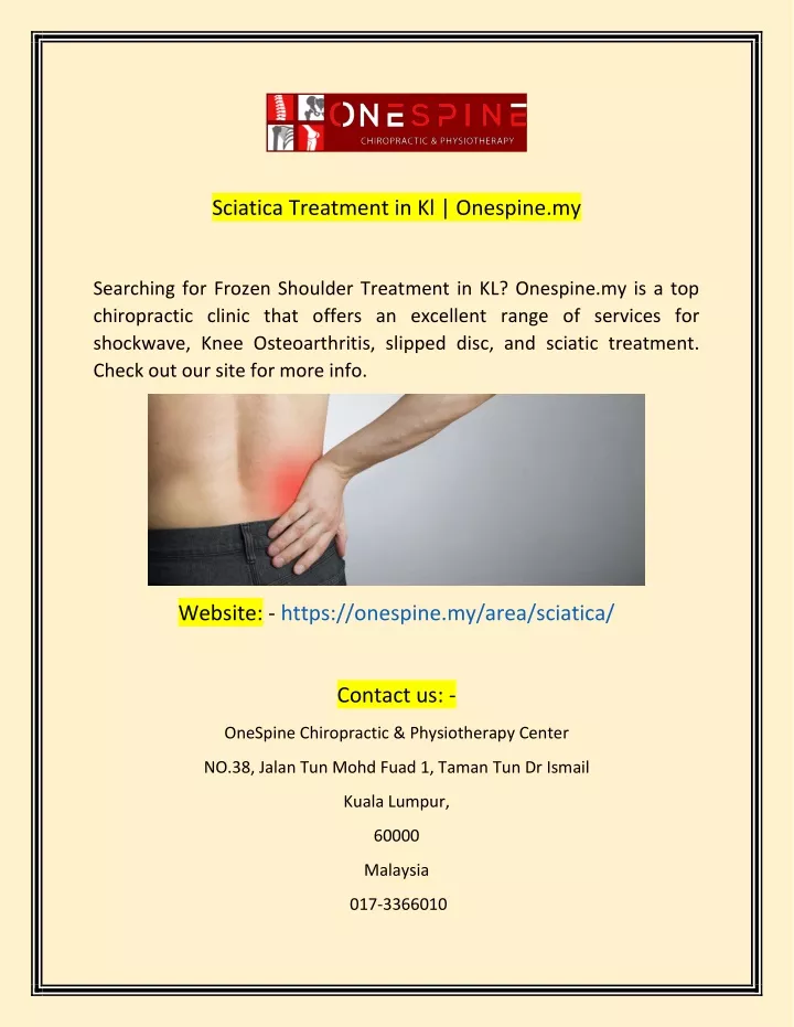 sciatica treatment in kl onespine my