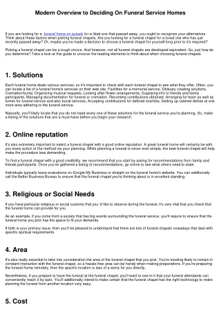 Modern Guide to Finding Funeral Houses