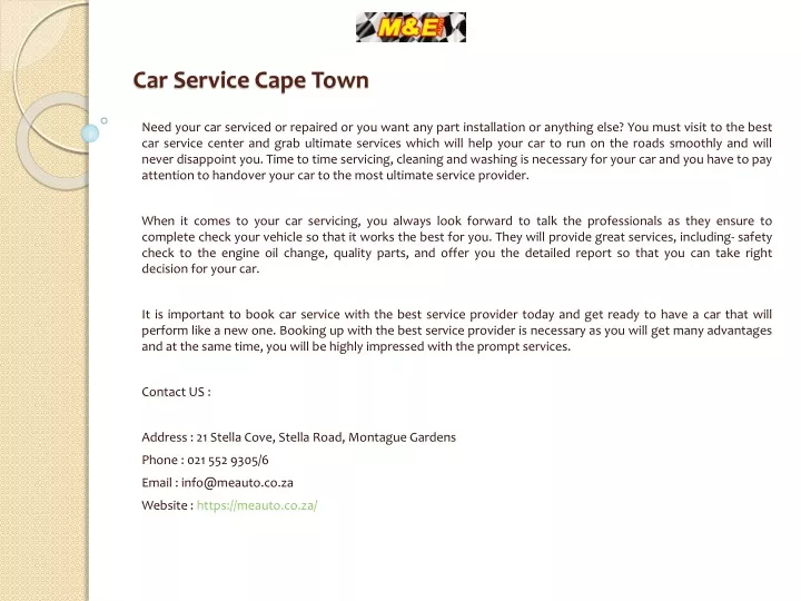 car service cape town