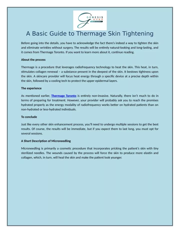 a basic guide to thermage skin tightening