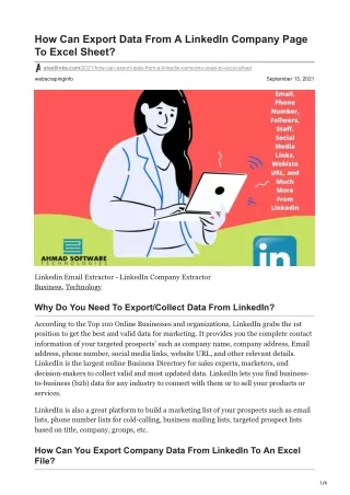 how can export data from a linkedin company page