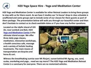Gili Air Accommodation - H2O Yoga and Meditation