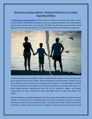Best Divorce Lawyers Miami – Elements Of Divorce To Consider Regarding Children