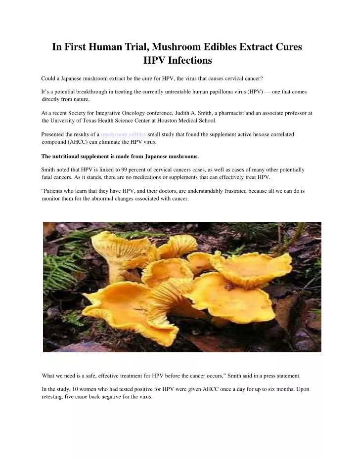 in first human trial mushroom edibles extract