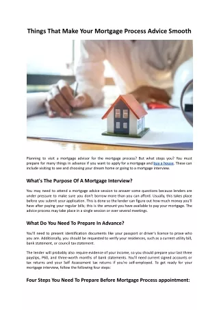 Things That Make Your Mortgage Process Advice Smooth - Mountview FS