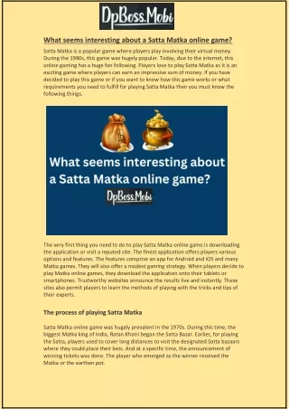 what seems interesting about a satta matka online