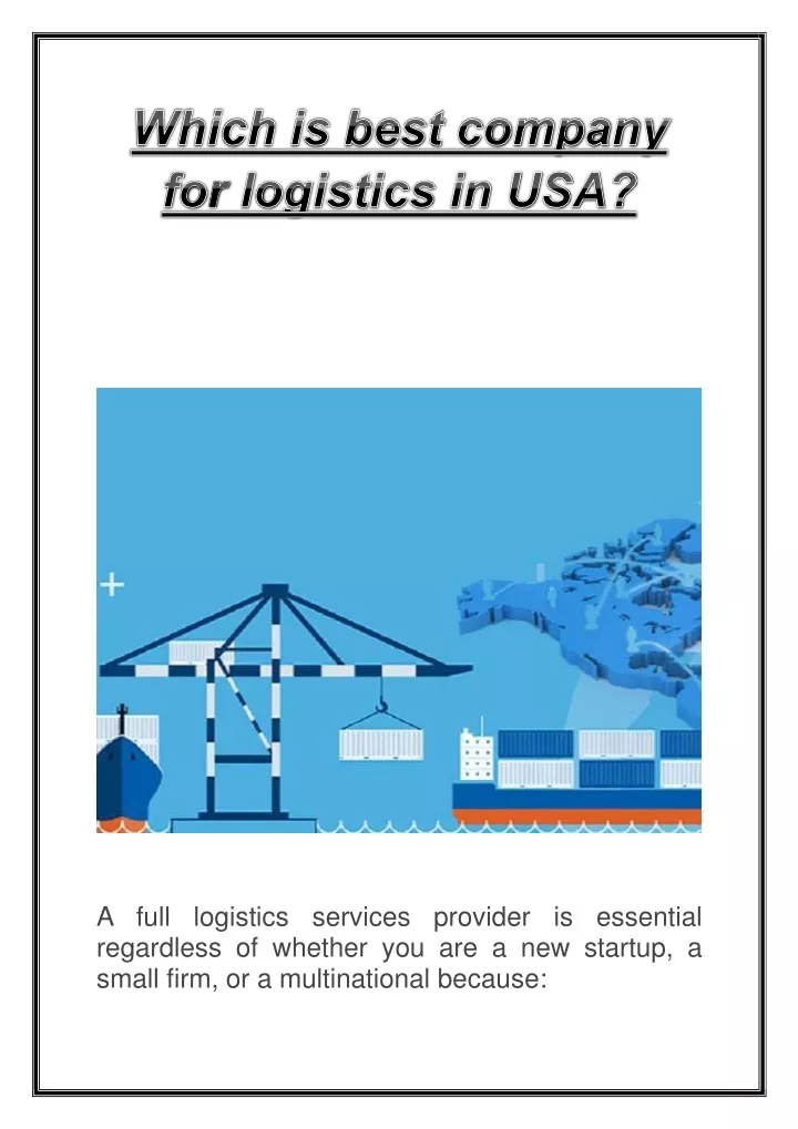 a full logistics services provider is essential