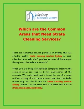 Which are the Common Areas that Need Strata Cleaning Services?