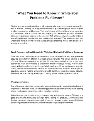 what you need to know in whitelabel probiotic