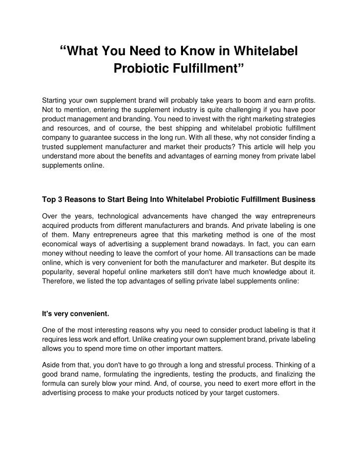 what you need to know in whitelabel probiotic