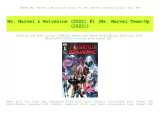 [BOOK] Ms. Marvel & Wolverine (2022) #1 (Ms. Marvel Team-Up (2022)) Full PDF