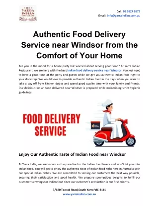 Authentic Food Delivery Service in Windsor from the Comfort of Your Home